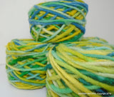 100% Pure Natural Chilean Wool Yarn, Handmade Knitting Hand Dyed Skein Araucania (Multicolour Light Blue- Blue-Yellow )