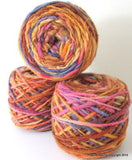 100% Pure Natural Chilean Wool Yarn, Handmade Knitting Hand Dyed Skein Araucania (Purple Brown Yellow)