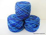 100% Pure Natural Chilean Wool Yarn, Handmade Knitting Hand Dyed Skein Araucania (Blue Light Blue Mix)