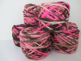 100% Pure Natural Chilean Wool Yarn, Handmade Knitting Hand Dyed Skein Araucania (Pink Brown Beige Mix) - Imagina Natural