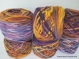 100% Pure Natural Chilean Wool Yarn, Handmade Knitting Hand Dyed Skein Araucania (Multicolour Purple Yellow Beige)