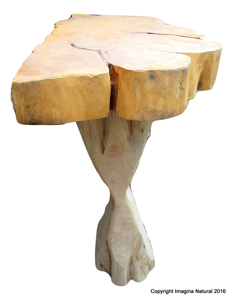 Naturally Unique Cypress Tree Trunk Handmade Wall Accent Table - Rustic Chilean Log Table - Imagina Natural