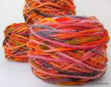 Limited Edition Handspun Hand dyed yarn Bulky Chilean Wool Knitting Multicolour Araucania Chunky Skein Yellow orange grey 100g 3.5oz