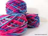 Limited Edition Handspun Hand dyed yarn Bulky Chilean Wool Knitting Multicolour Araucania Chunky Skein Blue Pink Light Blue 100g 3.5oz
