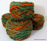 Limited Edition Handspun Hand dyed yarn Bulky Chilean Wool Knitting Multicolour Araucania Chunky Skein Green orange Light green 100g 3.5oz