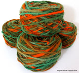 Limited Edition Handspun Hand dyed yarn Bulky Chilean Wool Knitting Multicolour Araucania Chunky Skein Green orange Light green 100g 3.5oz