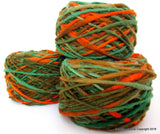 Limited Edition Handspun Hand dyed yarn Bulky Chilean Wool Knitting Multicolour Araucania Chunky Skein Green orange Light green 100g 3.5oz