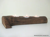 Free Shipping Beautiful New Handmade oak Driftwood 3Tea light Candle Holder Made