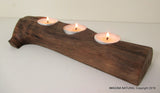 Free Shipping Beautiful New Handmade oak Driftwood 3Tea light Candle Holder Made