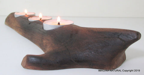 Free Shipping, Beautiful New Handmade Driftwood 3 Tea light Candle Holder  Made from Reclaimed Native Chilean Wood. Candelabra, Candlestick, Tealight