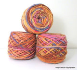 100% Pure Natural Chilean Wool Yarn, Handmade Knitting Hand Dyed Skein Araucania (Purple Brown Yellow) - Imagina Natural