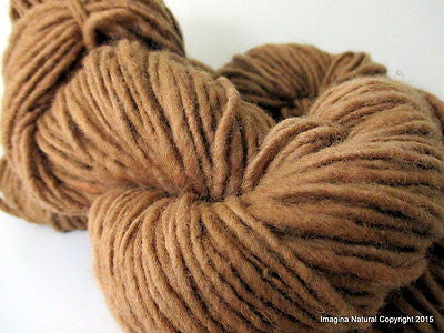 Organic Oak Brown Hand Spun Pure Chilean Araucana Wool Knitting Handmade Yarn - Imagina Natural
