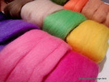 Pack of 12 Multicolour Balls of Merino Roving Wool, Felting, Weaving, Crafting