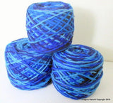 100% Pure Natural Chilean Wool Yarn, Handmade Knitting Hand Dyed Skein Araucania (Blue Light Blue Mix)