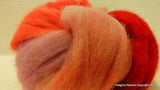 50g Red Multicolour Roving Corriedale Wool Handmade Spinning Felting Araucania - Imagina Natural