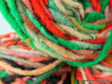100% Pure Natural Chilean Wool Yarn, Handmade Knitting Hand Dyed Skein Araucania (Green Red Pink) - Imagina Natural