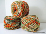 100% Pure Natural Chilean Wool Yarn, Handmade Knitting Hand Dyed Skein Araucania (Orange Green Red) - Imagina Natural