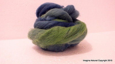 50g Blue Multicolour Roving Corriedale Wool Handmade Spinning Felting Araucania - Imagina Natural