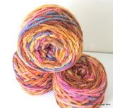 100% Pure Natural Chilean Wool Yarn, Handmade Knitting Hand Dyed Skein Araucania (Purple Brown Yellow) - Imagina Natural