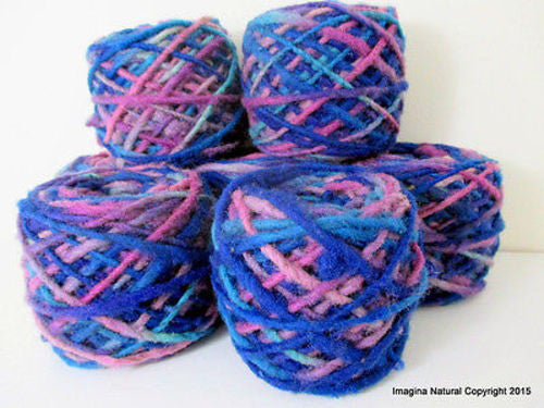 100% Pure Natural Chilean Wool Yarn, Handmade Knitting Hand Dyed Skein Araucania (Blue Purple Light Blue Mix) - Imagina Natural