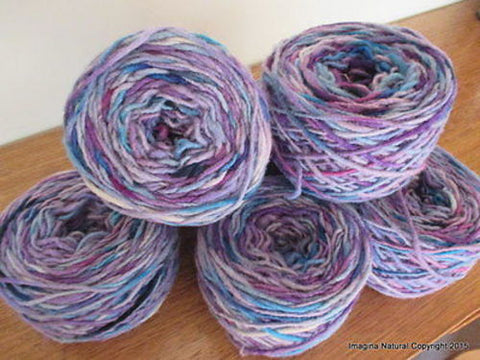 100% Pure Natural Chilean Wool Yarn, Handmade Knitting Hand Dyed Skein Araucania (Multicolour Violet Blue) - Imagina Natural