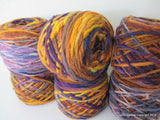 100% Pure Natural Chilean Wool Yarn, Handmade Knitting Hand Dyed Skein Araucania (Multicolour Purple Yellow Beige) - Imagina Natural