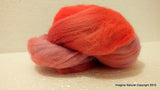 50g Red Multicolour Roving Corriedale Wool Handmade Spinning Felting Araucania