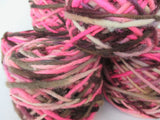 100% Pure Natural Chilean Wool Yarn, Handmade Knitting Hand Dyed Skein Araucania (Pink Brown Beige Mix) - Imagina Natural