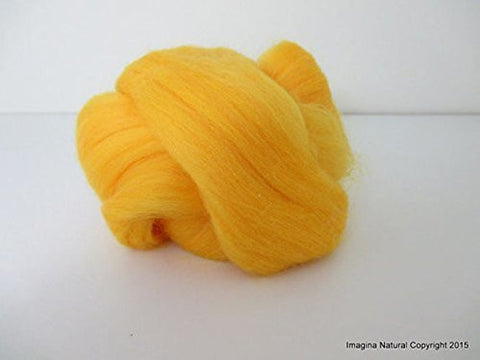 Free Shipping Yellow Handmade Merino Roving Wool Hand Spinning Felting Fibre Araucania Craft Art Chilean Knitting Chunky 18 Micron - Imagina Natural