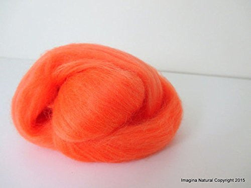 Free Shipping Orange Handmade Merino Roving Wool Hand Spinning Felting Fibre Araucania Craft Art Chilean Knitting Chunky 18 Micron - Imagina Natural