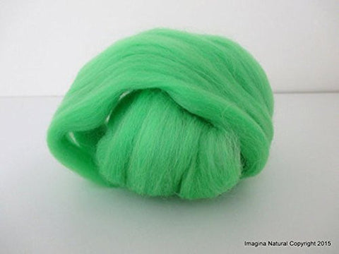 Light Green Handmade Merino Roving Wool, for Hand Spinning, Felting.Craft Art Chilean Knitting Chunky 18 Microns Merino - Imagina Natural