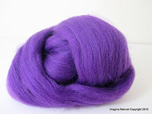 Free Shipping Purple / Violet Handmade Merino Roving Wool Hand Spinning Felting Fibre Araucania Craft Art Chilean Knitting Chunky 18 Microns - Imagina Natural