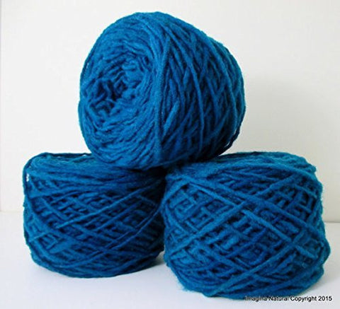 Limited Edition Handspun Hand dyed yarn Pure Bulky Chilean Wool Knitting Multicolour Araucania Chunky Skein Dark Blue Navy Blue 100g 3.5oz - Imagina Natural