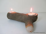 Natural Handmade Avocado Wood 2 Tea light double Candle Holder Made from Reclaimed Chilean Avocado Wood. Candelabra, Candlestick, Tealight
