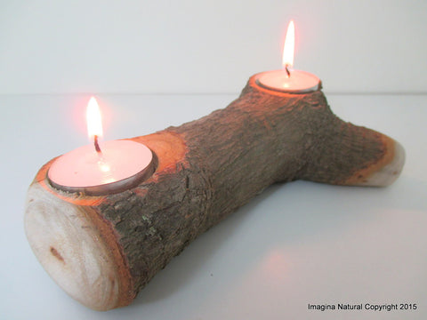 Free Shipping, Beautiful New Handmade Driftwood 3 Tea light Candle Holder  Made from Reclaimed Native Chilean Wood. Candelabra, Candlestick, Tealight