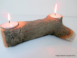 Natural Handmade Avocado Wood 2 Tea light double Candle Holder Made from Reclaimed Chilean Avocado Wood. Candelabra, Candlestick, Tealight - Imagina Natural