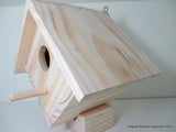 Wooden Natural handmade birdhouse and Nestbox - Un painted - Non Toxic - Bird Box - Ready to Decorate or Ready to use! - Imagina Natural