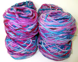 Limited Edition Handspun Hand dyed yarn Bulky Chilean Wool Knitting Multicolour Araucania Chunky Skein Blue Lilac Purple Grey 100g 3.5oz