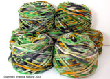 Limited Edition Handspun Hand dyed yarn Bulky Chilean Wool Knitting Multicolour Araucania Chunky Skein Green Yellow White Black 100g 3.5oz - Imagina Natural