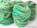 Limited Edition Handspun Hand dyed yarn Bulky Chilean Wool Knitting Multicolour Araucania Chunky Skein Green Light Green100g 3.5oz - Imagina Natural
