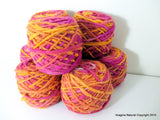 Limited Edition Handspun Hand dyed yarn Bulky Chilean Wool Knitting Multicolour Araucania Chunky Skein Pink-yellow 100g 3.5oz