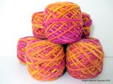 Limited Edition Handspun Hand dyed yarn Bulky Chilean Wool Knitting Multicolour Araucania Chunky Skein Pink-yellow 100g 3.5oz