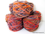 Limited Edition Handspun Hand dyed yarn Bulky Chilean Wool Knitting Multicolour Araucania Chunky Skein Orange Purple Brown 100g 3.5oz